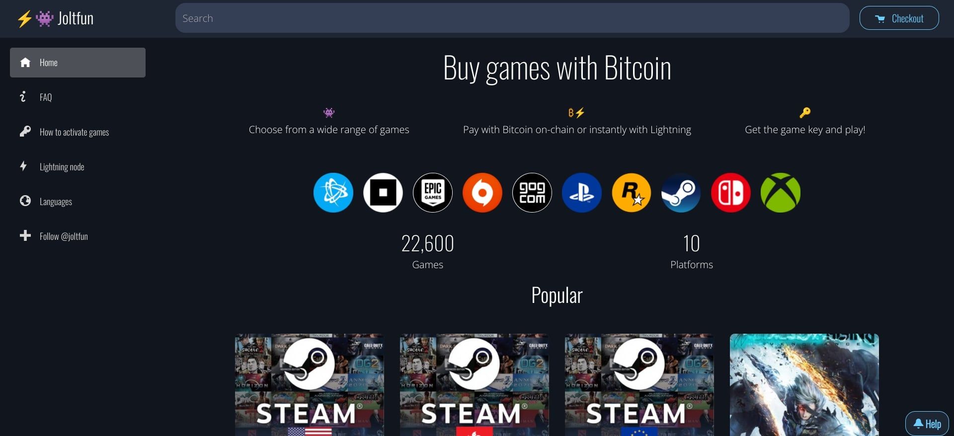 Gaming - pay with Bitcoin and Altcoins