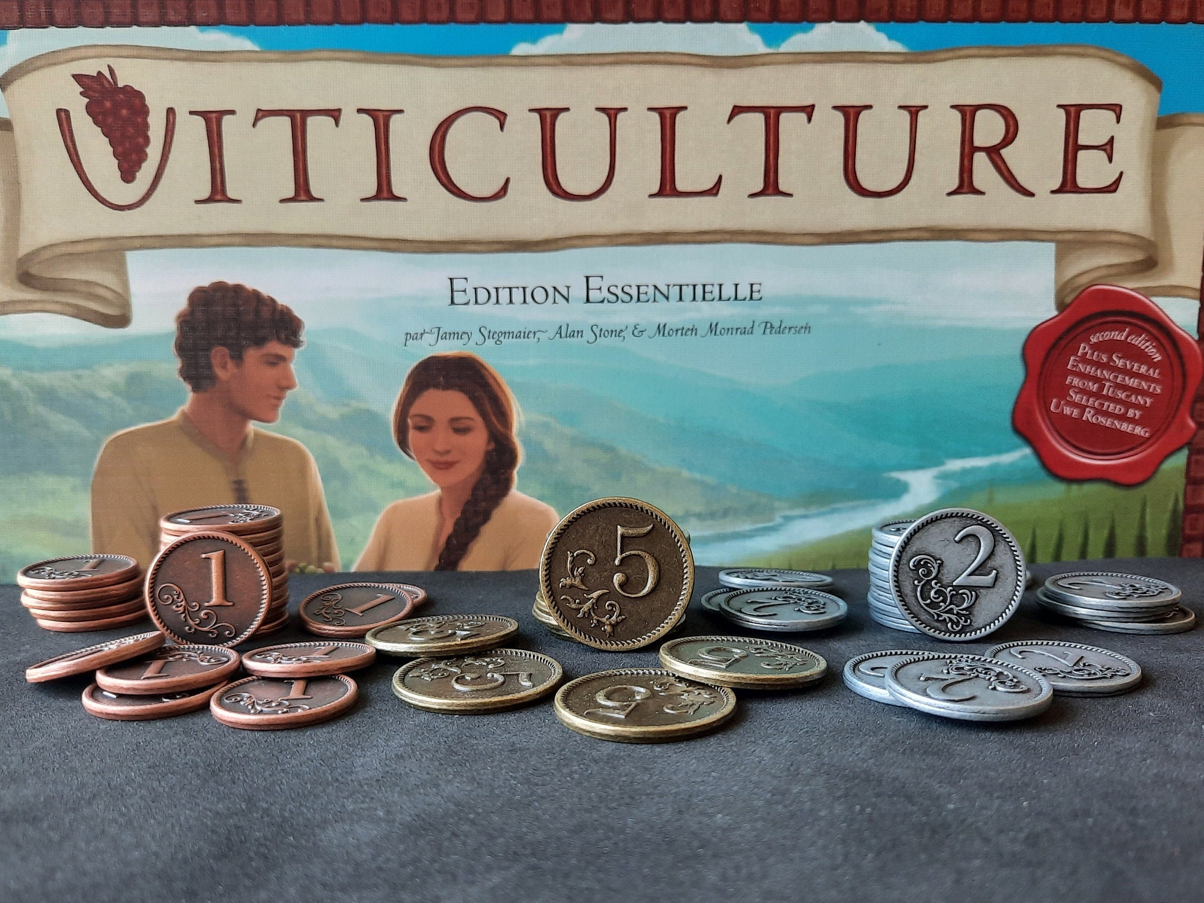 Game components, game bits, game pieces | Viticulture metal coins