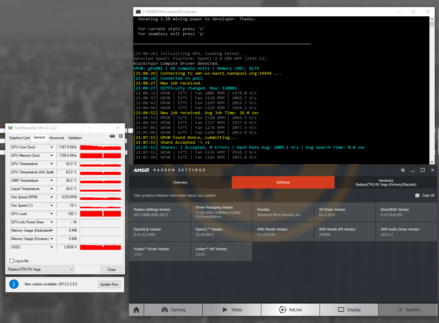 RX Vega 64 Mining Settings