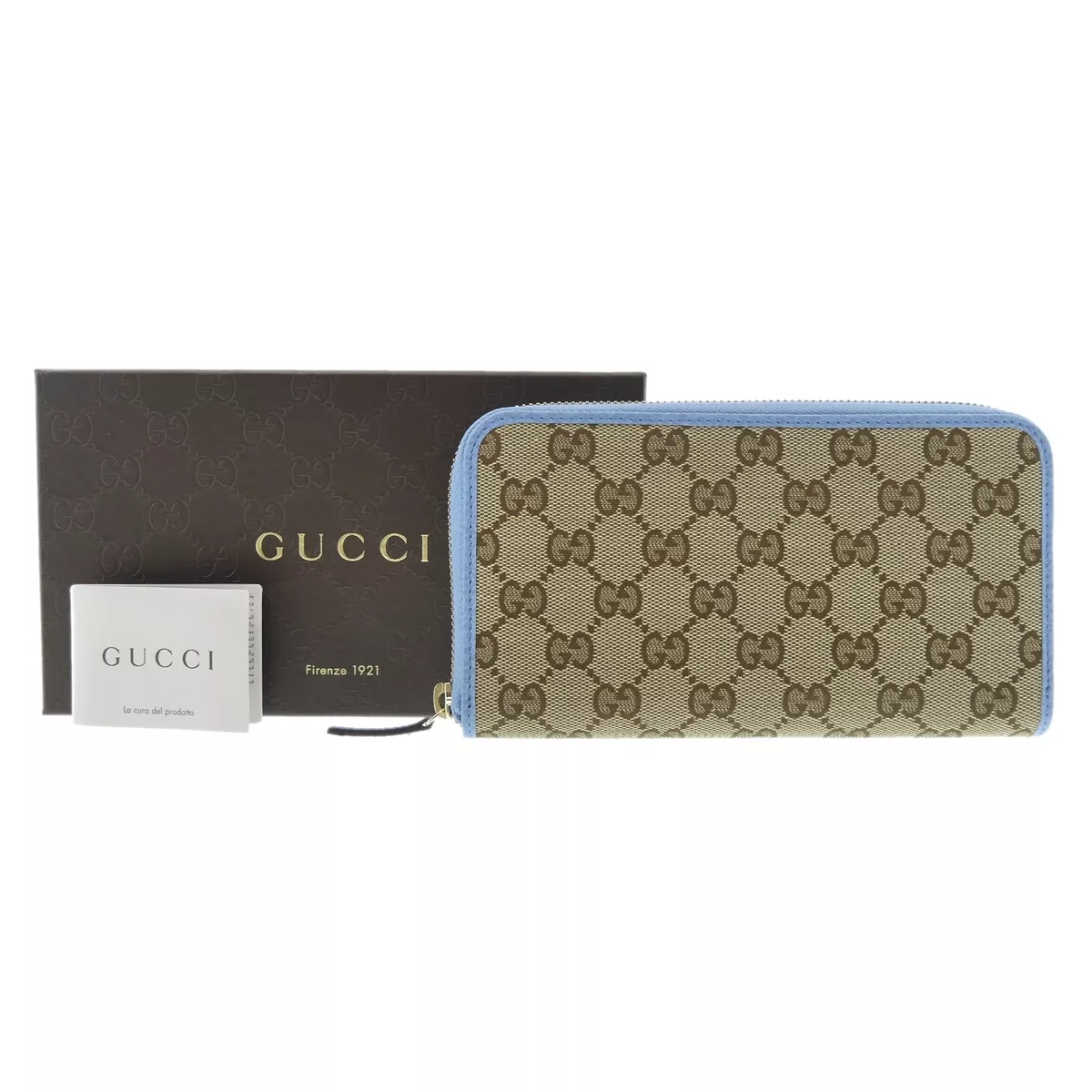 GUCCI Microguccissima Leather Wallet Light Blue 