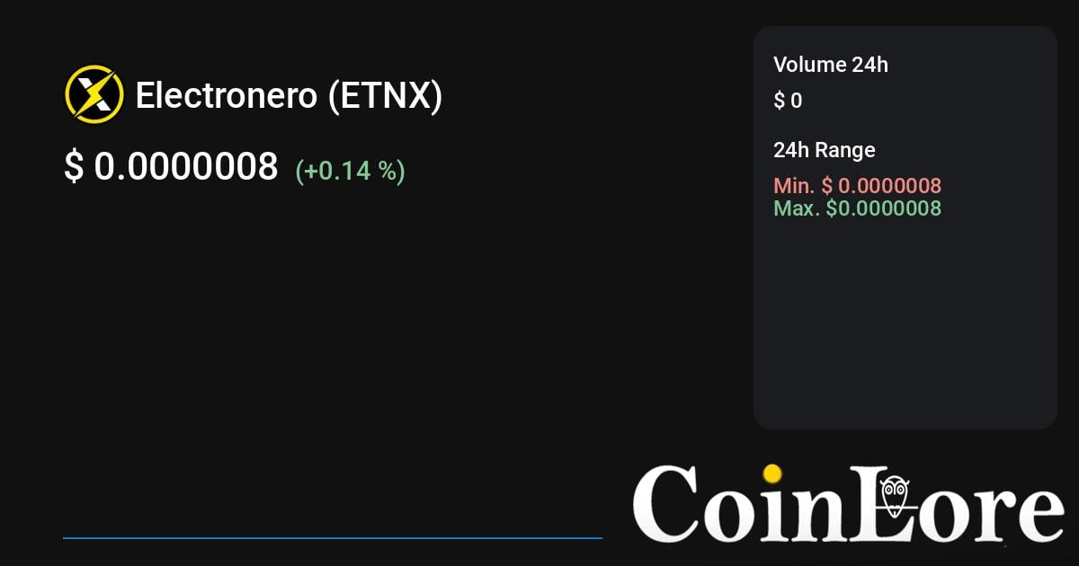 Electronero Price Today - ETNX to US dollar Live - Crypto | Coinranking