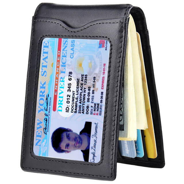 WALLETERAS Slim Bifold Front Pocket Wallet with ID Window - S/ID