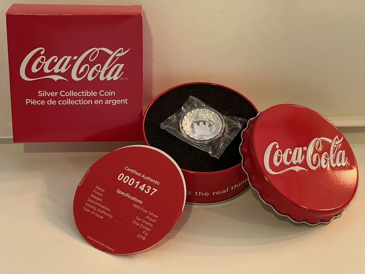 COCA-COLA BOTTLE CAP - 6 Gram $1 Pure Silver Coin - FIJI - The Coin Shoppe