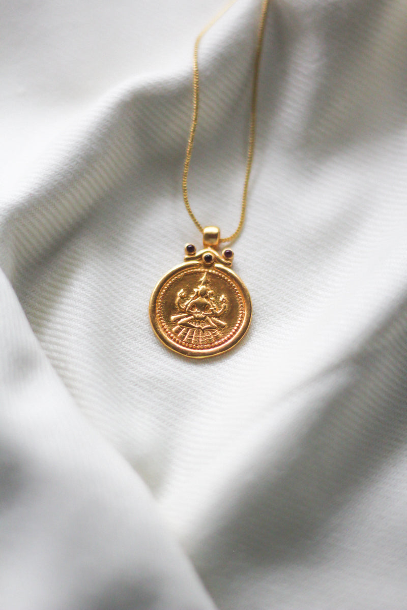 Loft and Daughter Lakshmi Coin Pendant Gold Plated 22ct