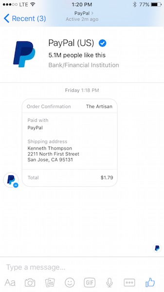 PayPal Now Lets You Use Facebook Messenger to Send and Receive Money | Fortune