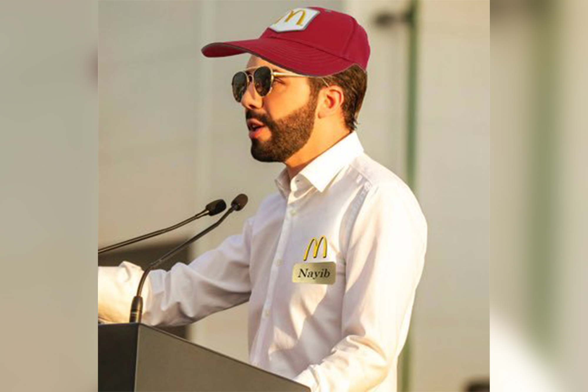 El Salvador president posts meme wearing McDonald's uniform