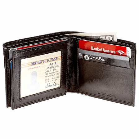 Men's Bifold Wallet with Center Flap