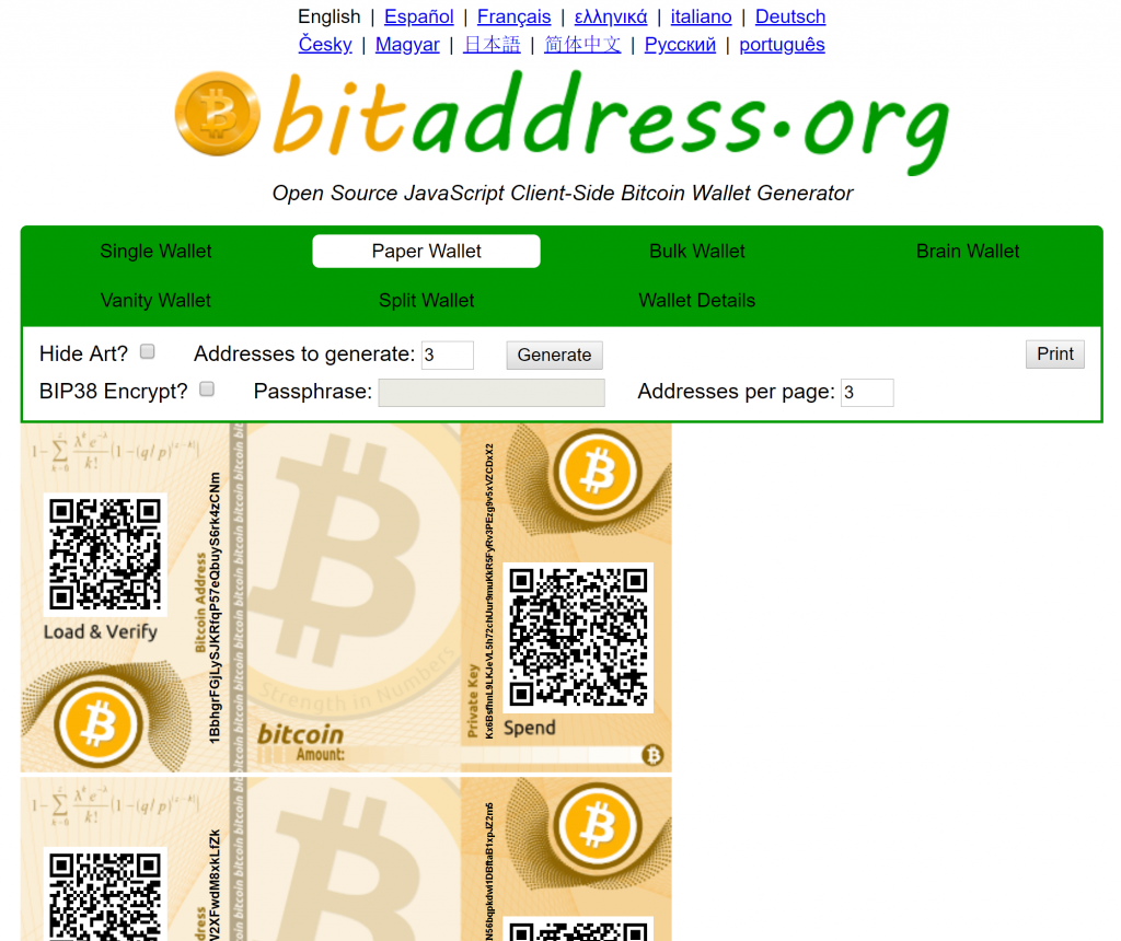 Bitcoin & Ethereum wallet generator - offline address paper Generating