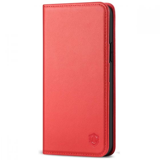 smooth calf leather folio case for iPhone 14 Pro red