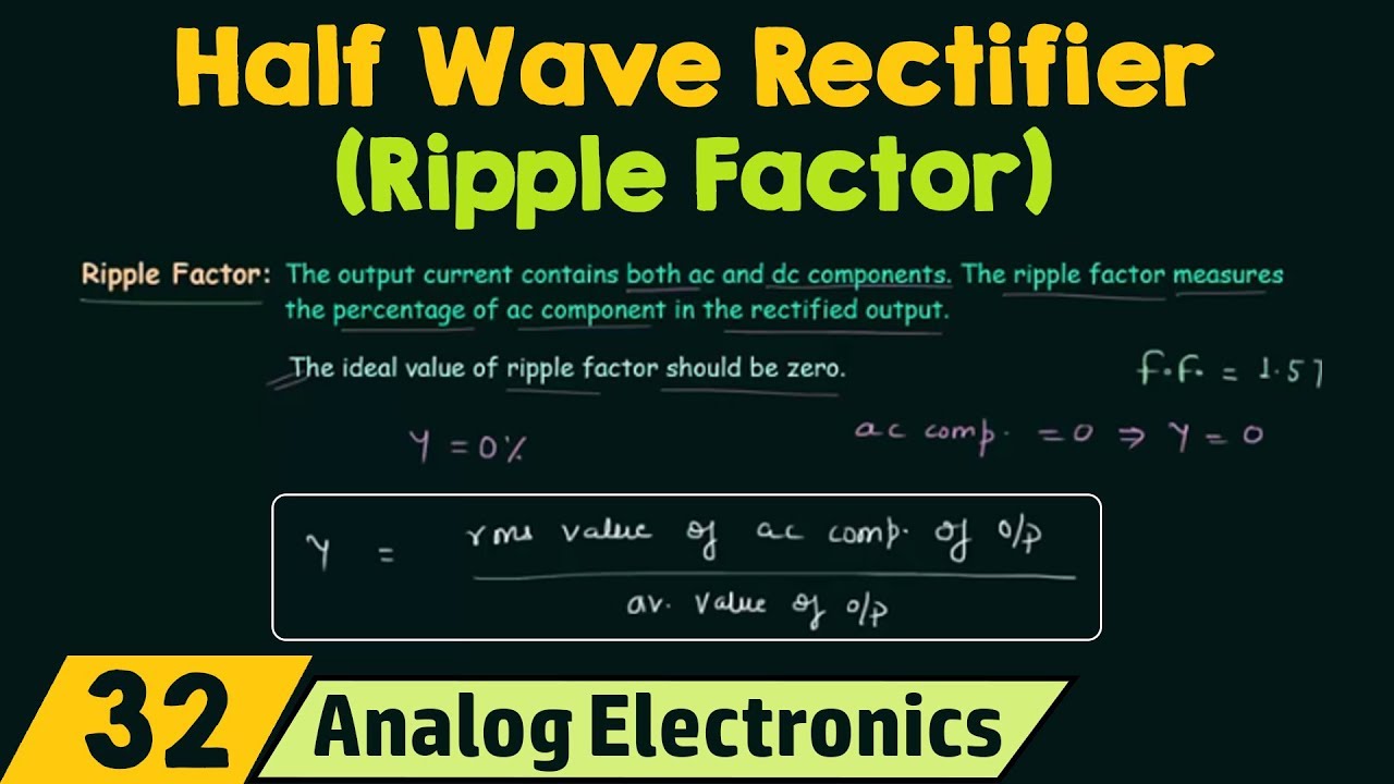 The ripple factor in a halfwave rectifier is A class 12 physics JEE_Main