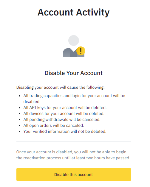 Decide Whether You Want to Inactivate or Delete Your Binance Account | Cryptoglobe