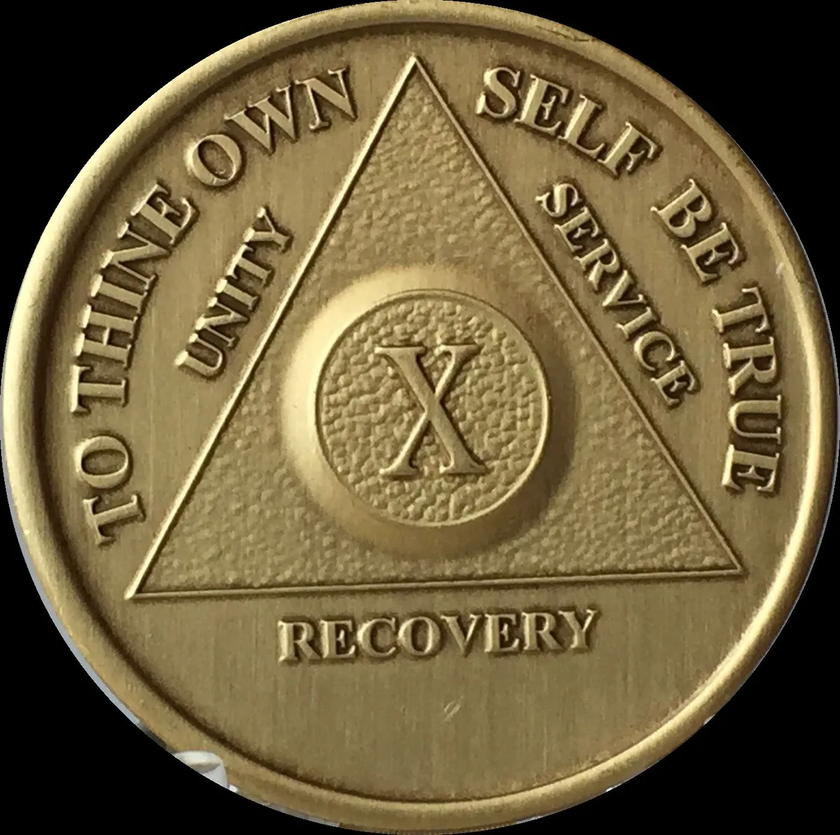 10 Year AA Medallion Elegant Black Gold Plated Sobriety Chip – RecoveryChip