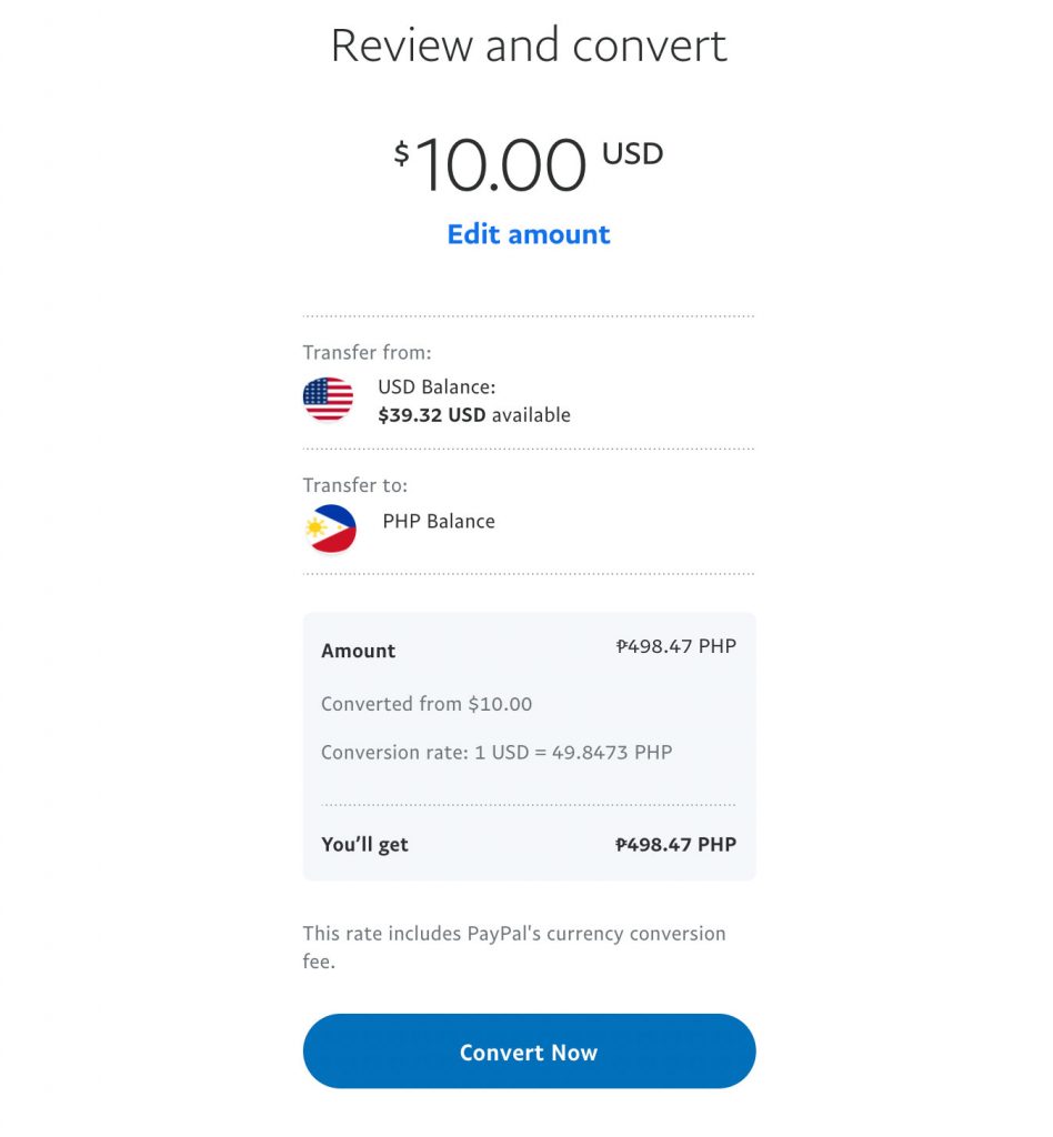 Solved: Transfer fees from USD to PHP linked bank account - PayPal Community